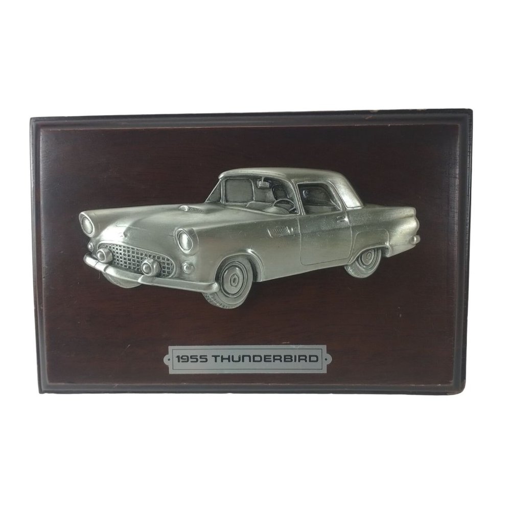 1955 Thunderbird Pewter Relief 3D Wall Plaque Hardwood Mounted Gallery Originals